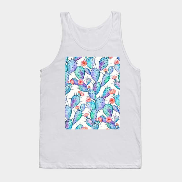 Rainbow Watercolor Cactus Pattern Tank Top by micklyn